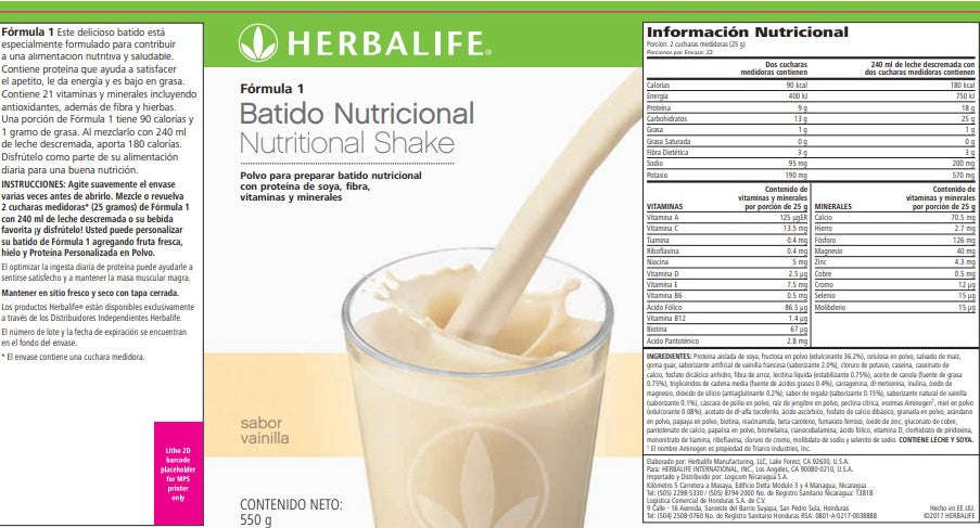 Herbalife® Número 1 Vainilla 550 g
