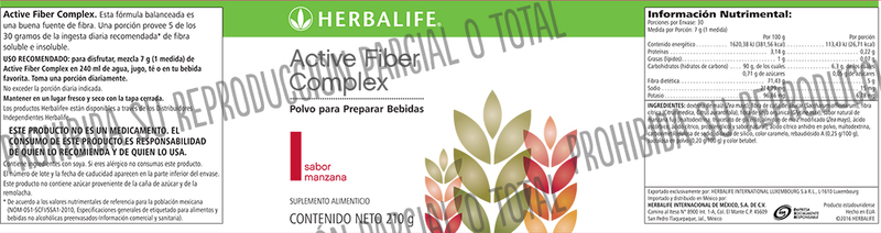 Active Fiber Complex Polvo para Preparar Bebidas sabor Manzana 210 g