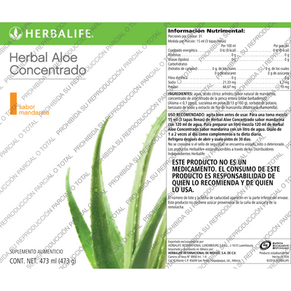 Herbal Aloe Concentrado Mandarina 473 ml