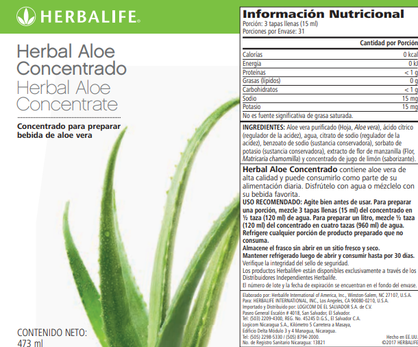 Herbal Aloe Concentrado Sabor Natural 473 ml
