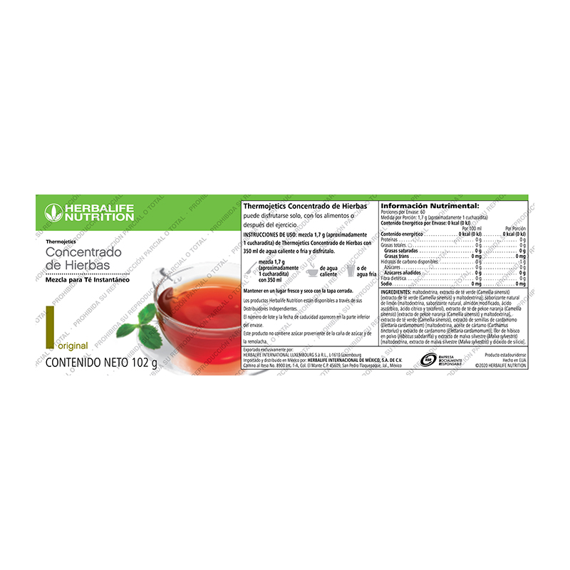 Thermojetics Concentrado de Hierbas Mezcla para Té Instantáneo Original 102 g